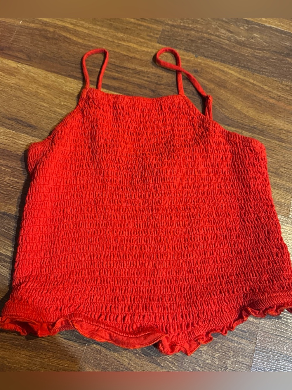 Art Class Red Smocked Cami Cropped Tank Top Women's XS or Girls L